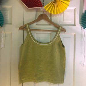 Linda Allard Ellen Tracy line green tank with white stripe detail, fitted, sz.L